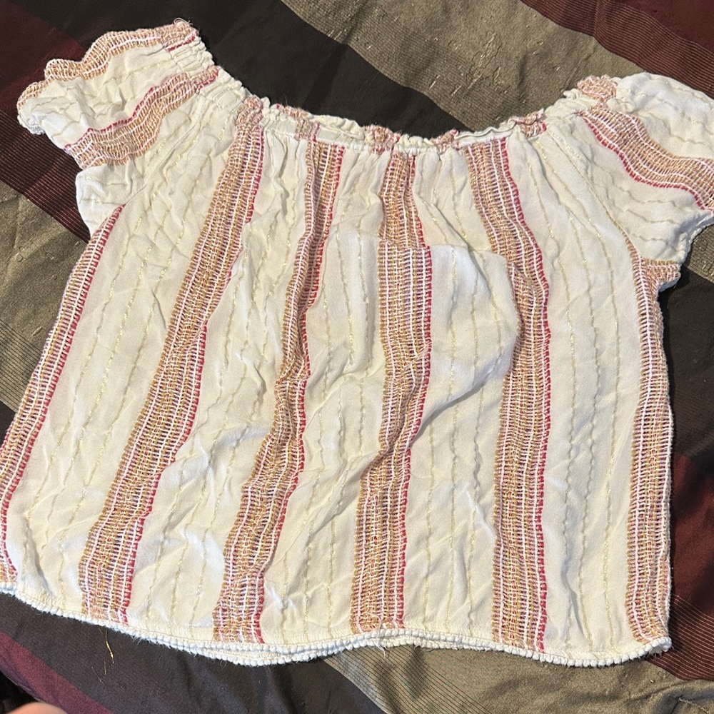 Maurices Cream Top with Pink and Rust Accents